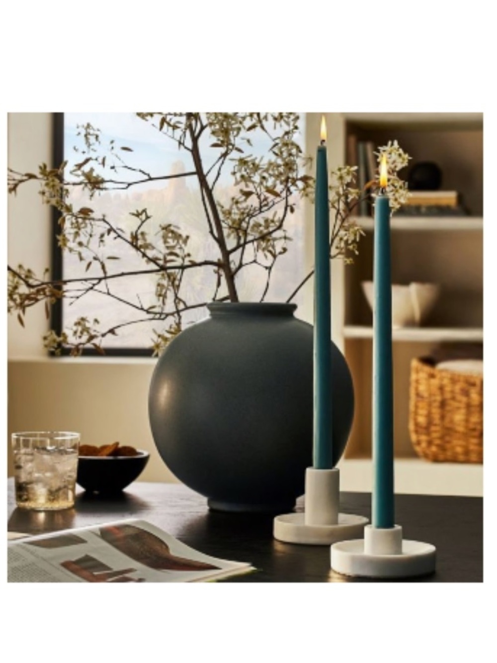 NWT Threshold Set of 2 White Marble Holders